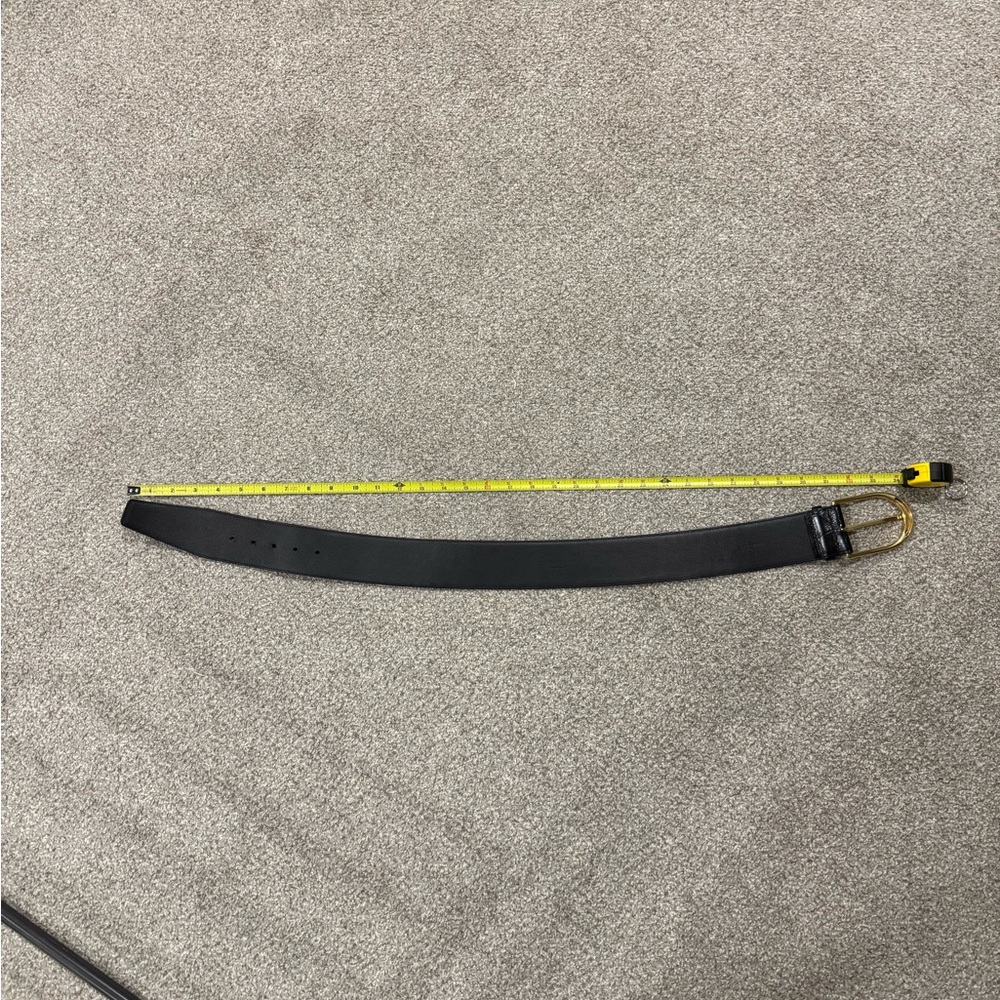 Saint Laurent Black Embossed Belt with Gold Detail - Picture 6 of 7